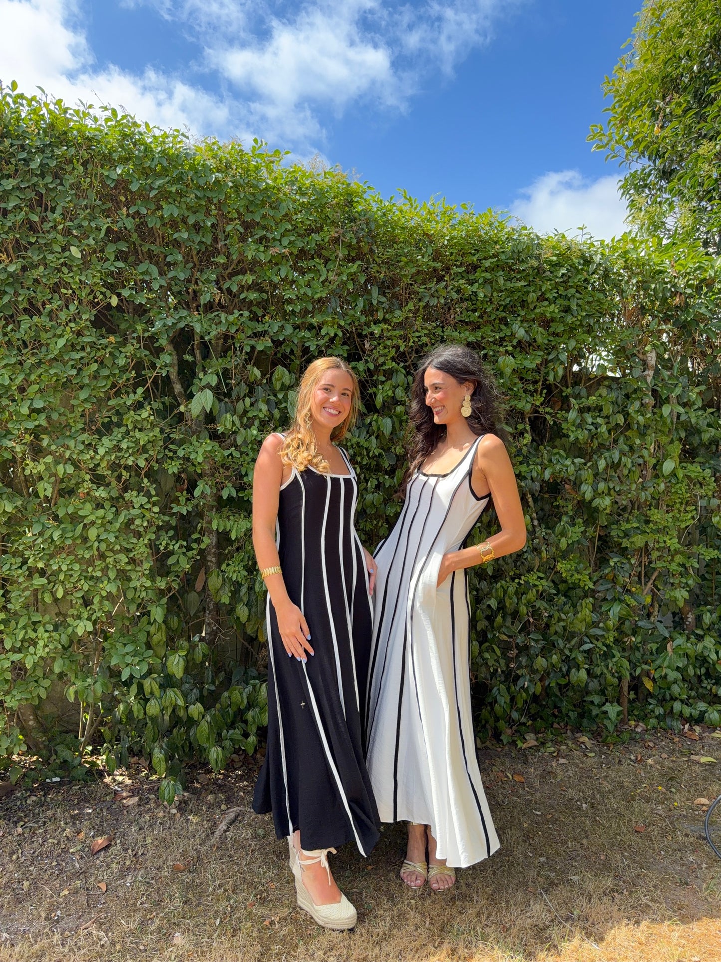 Vestido Cintado com Riscas