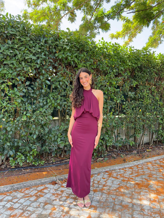 Vestido com Franzido e Halter