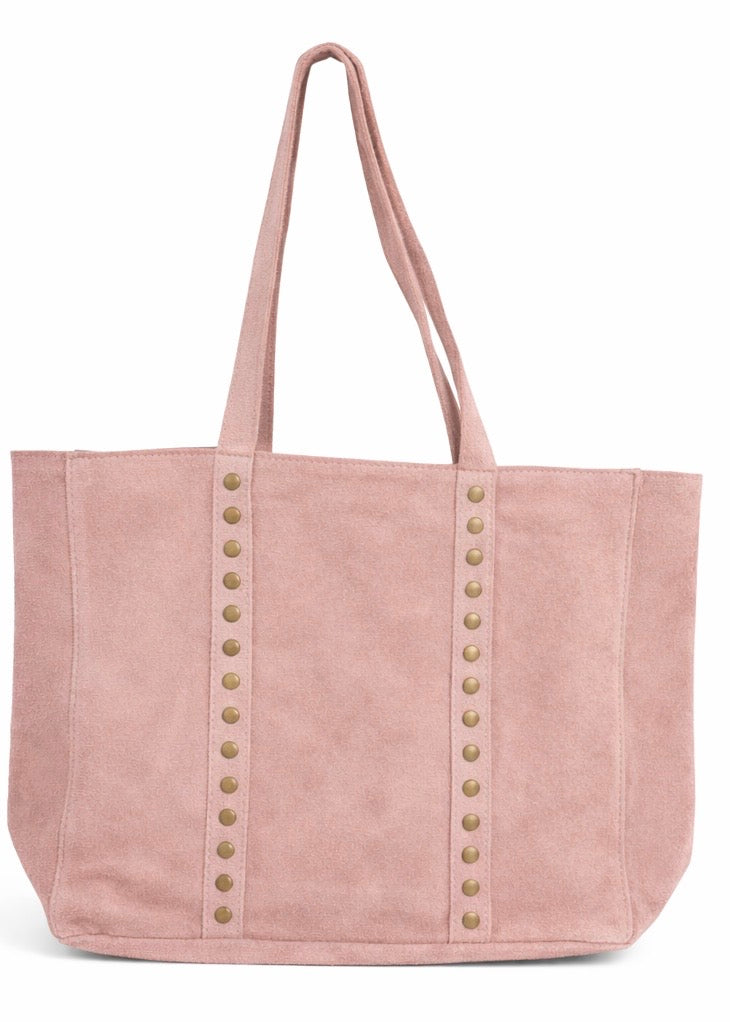 Mala de Ombro em Pele com Tachas e Fecho