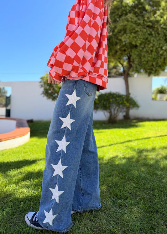calcas femininas estrelas brancas kakau store