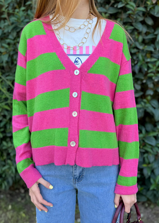 Cardigan de Malha com Riscas
