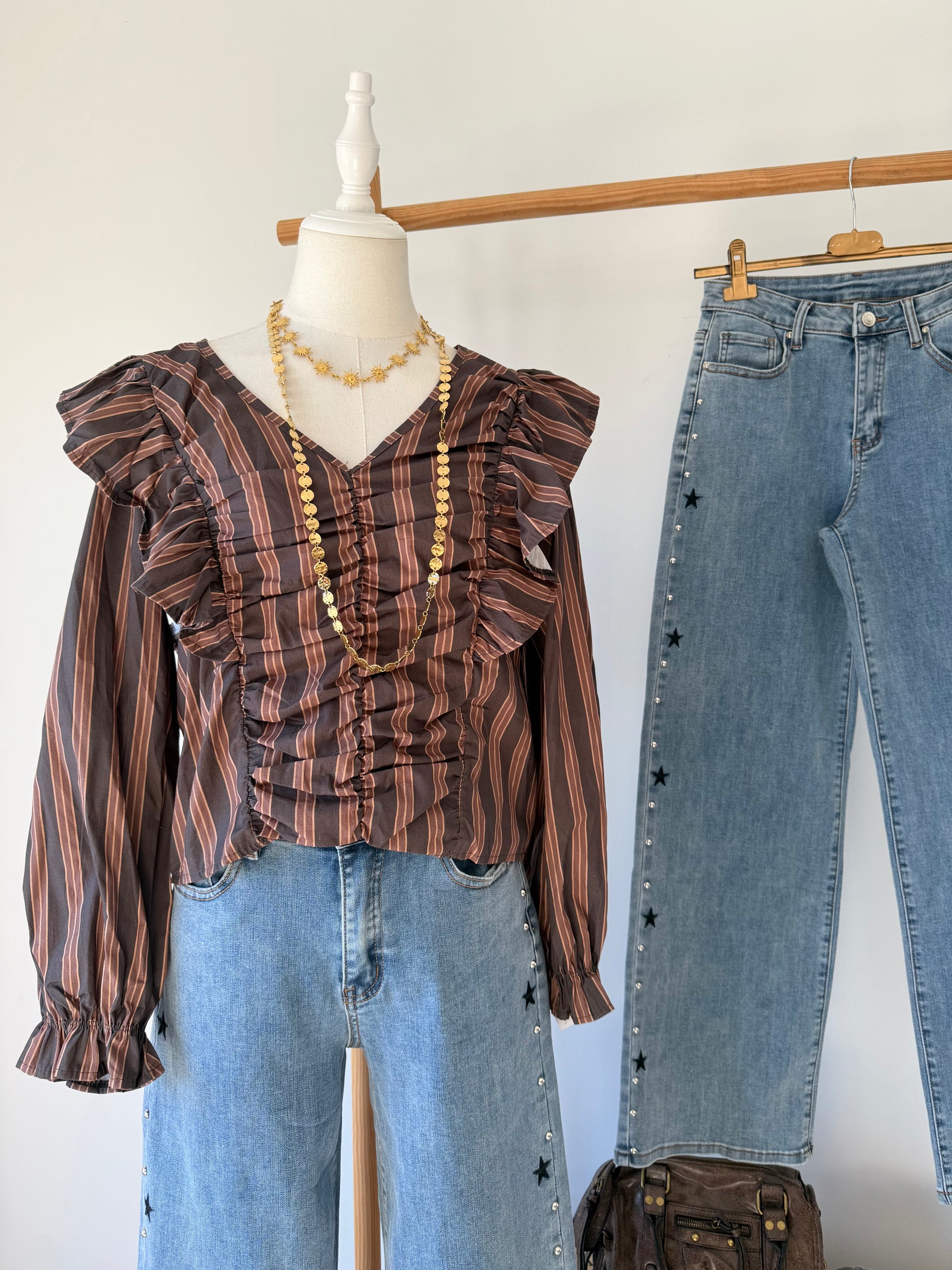blusa feminina riscas folho kakau store