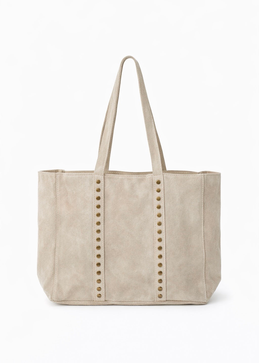 Mala de Ombro em Pele com Tachas e Fecho