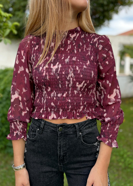 Blusa Estampada com Elásticos