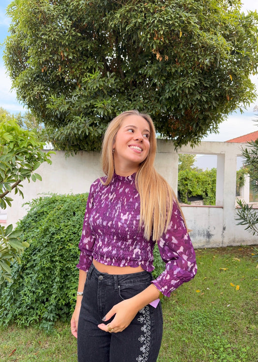Blusa Estampada com Elásticos