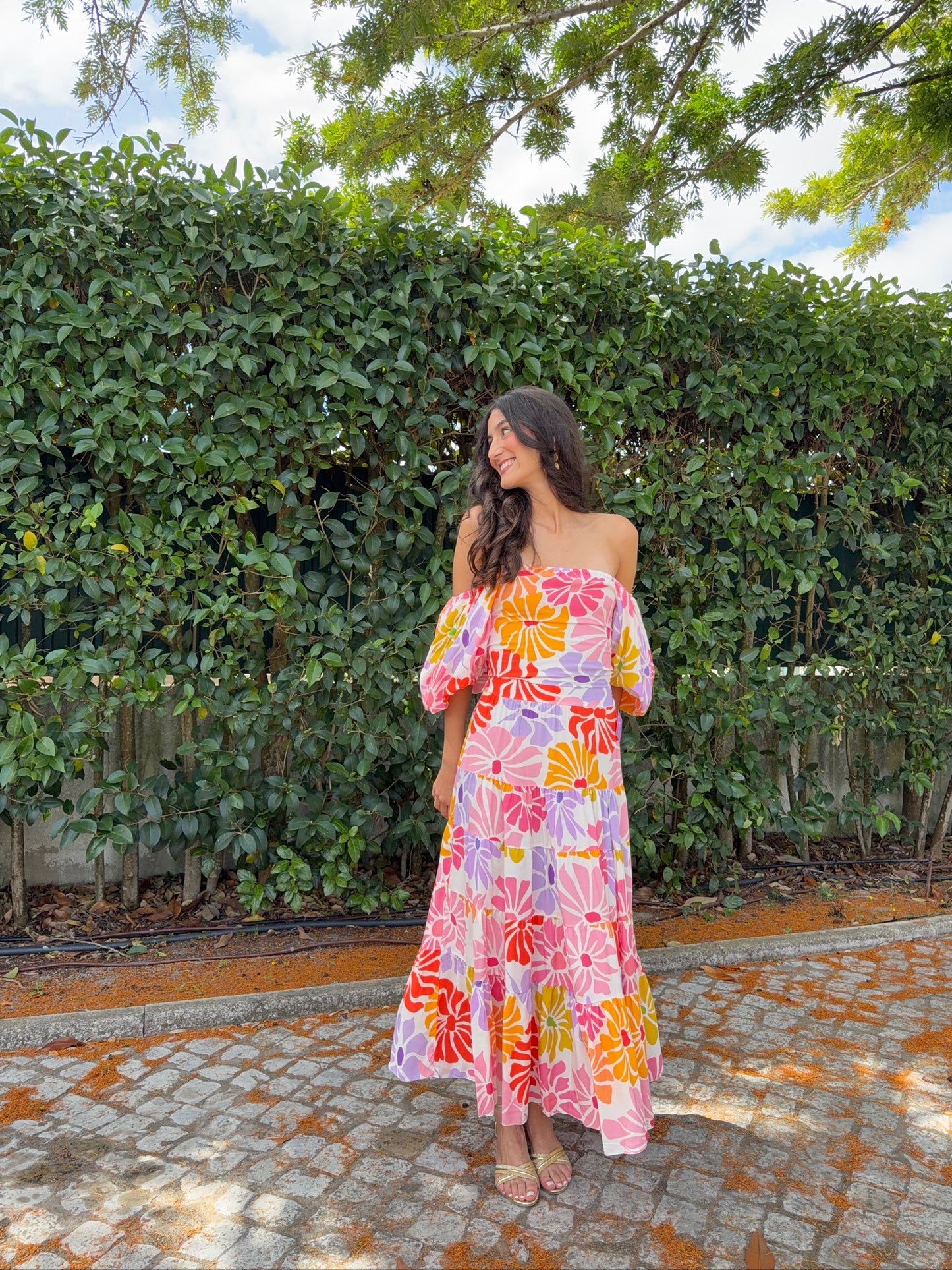 Vestido Cai-Cai com Manga Balão