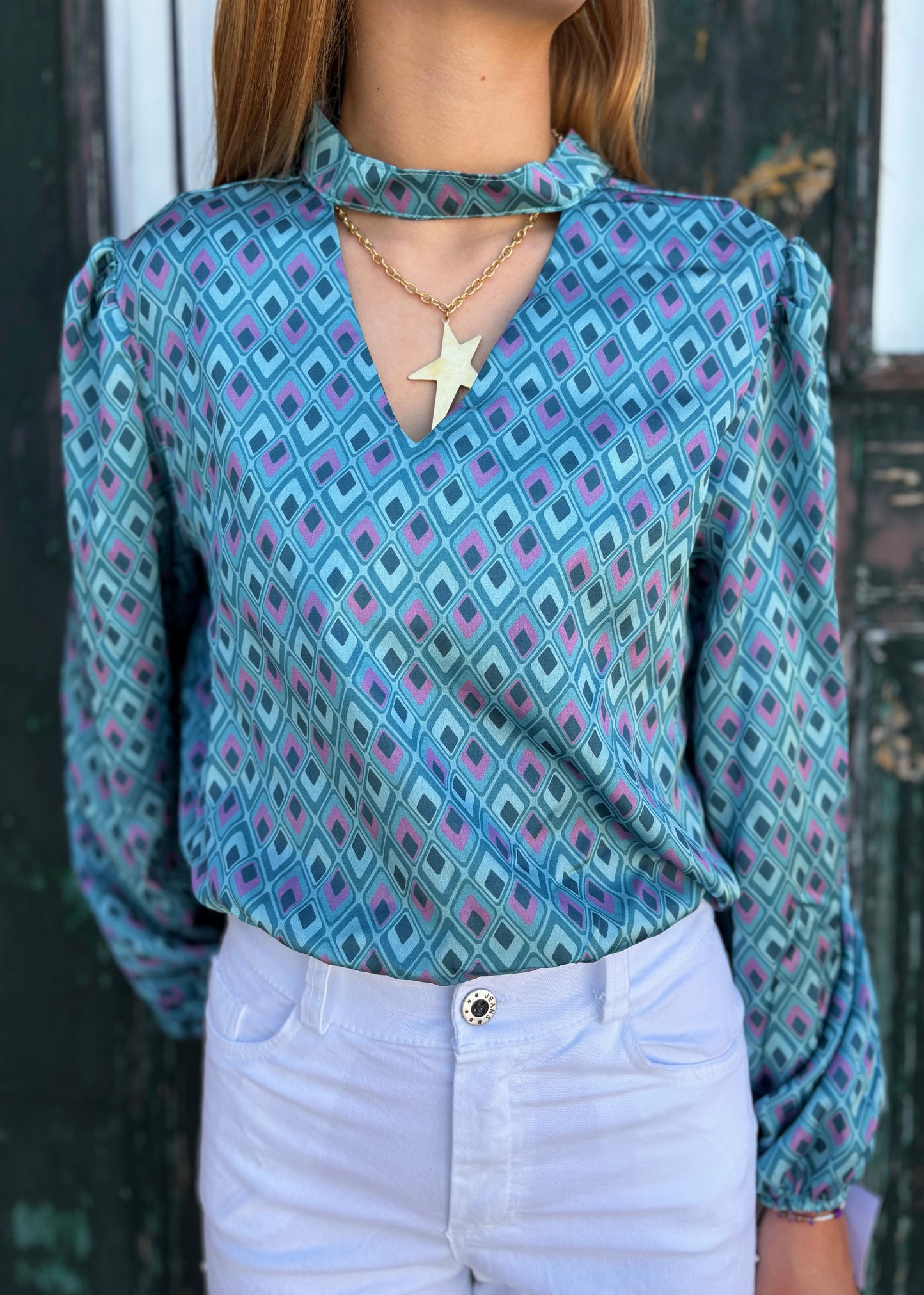 Blusa Estampada Decote V