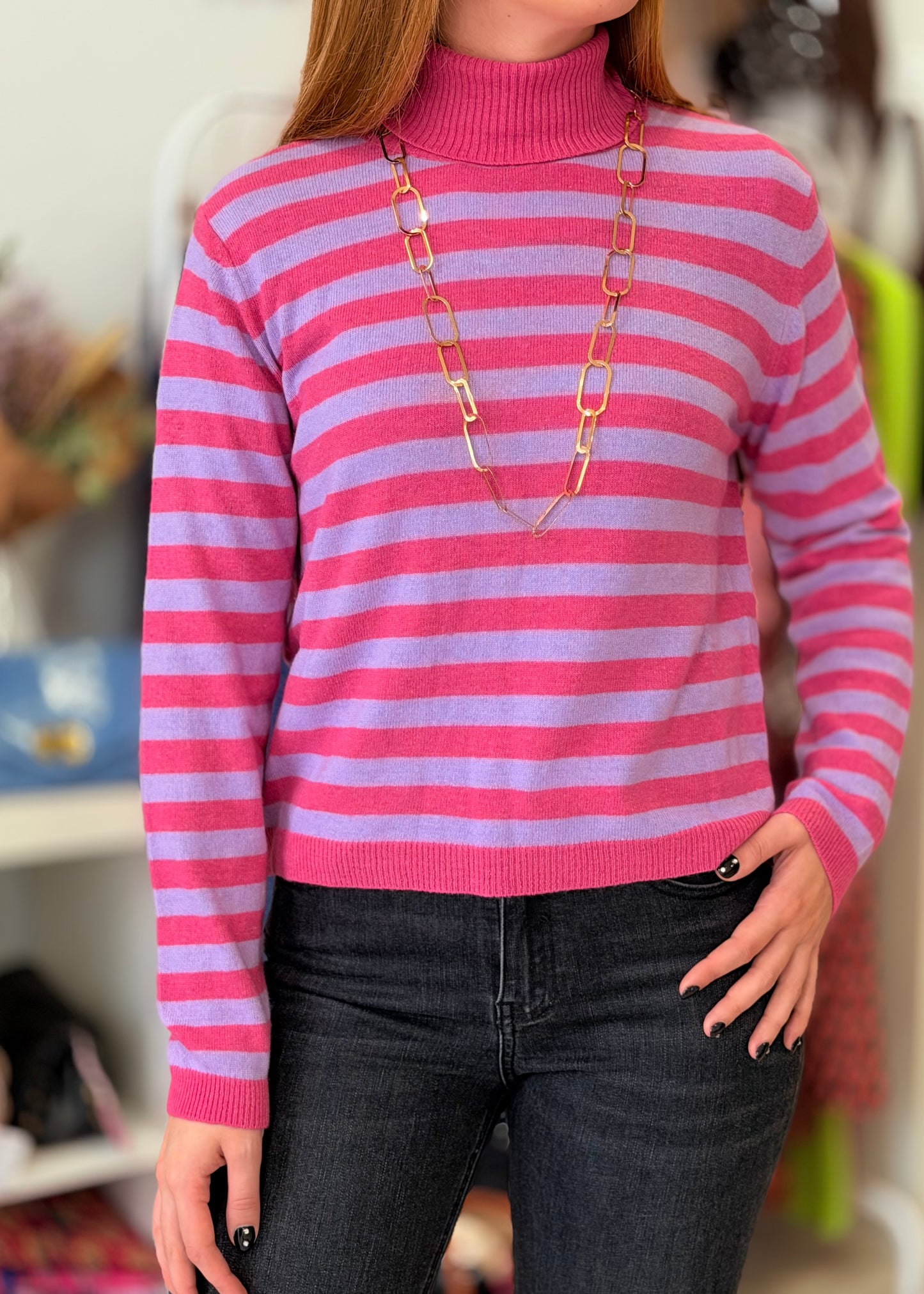 Camisola com Gola e Riscas