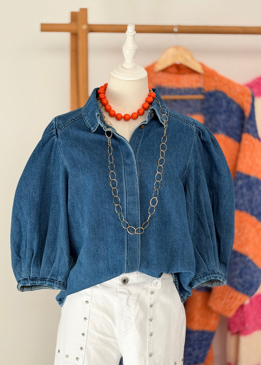 Blusa de Ganga com Manga Balão