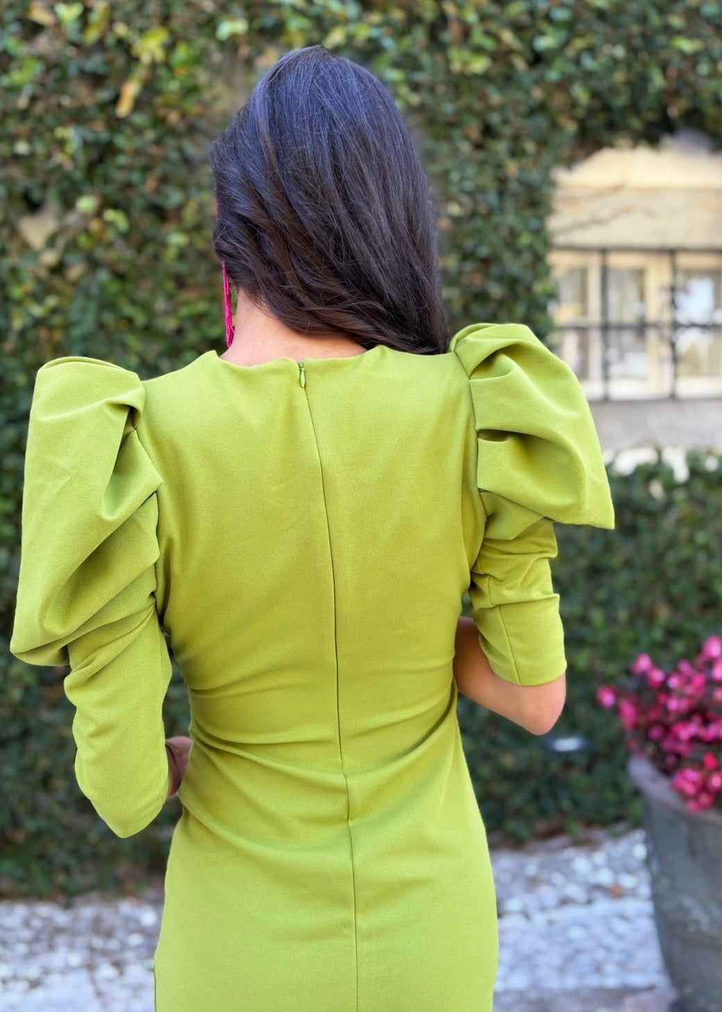 Vestido Verde Drapeado com Volume