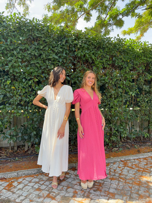 Vestido com Decote em V e Manga Balão