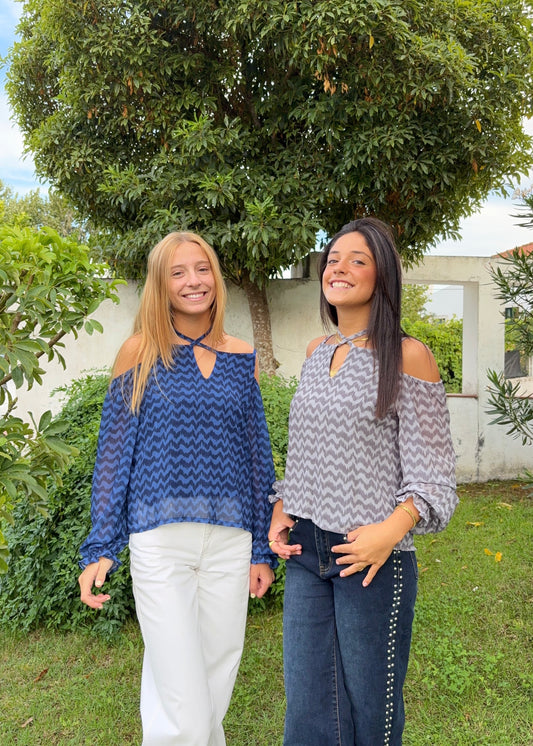 Blusa Estampada Ombros Descobertos