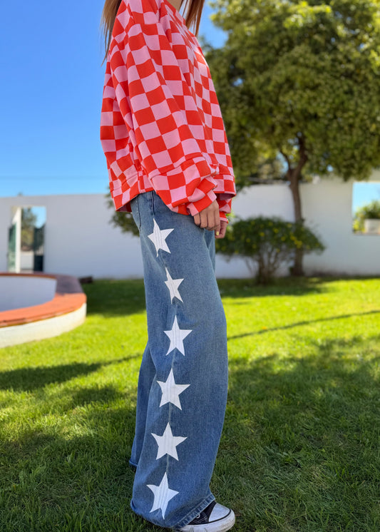 calcas femininas estrelas brancas kakau store