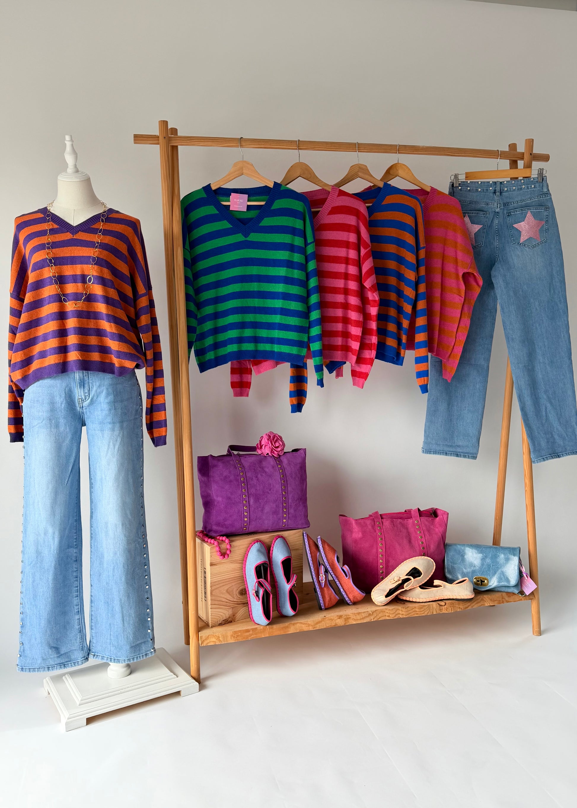 malha fina feminina riscas decote v kakau store