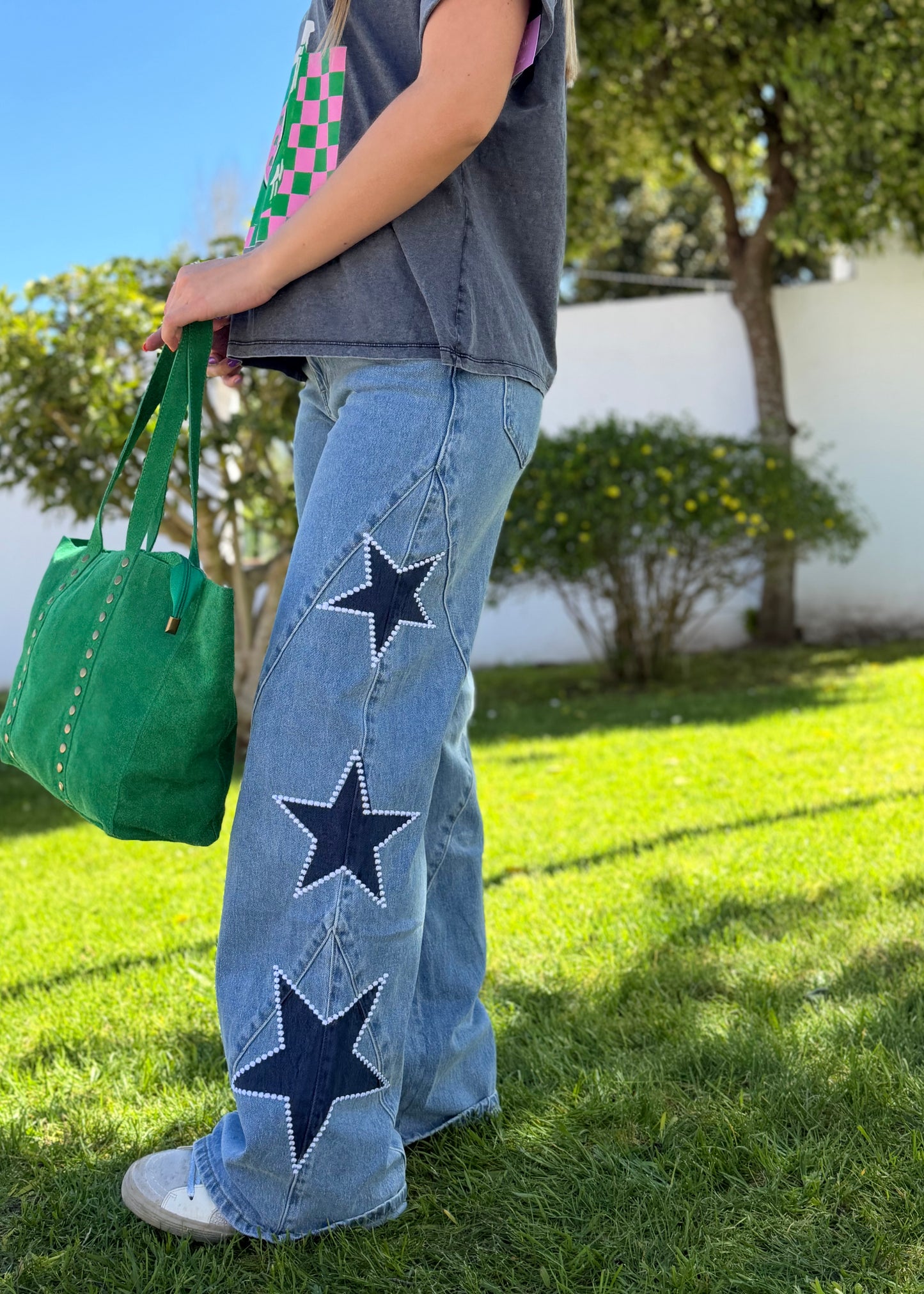 calcas ganga estrelas look feminino kakau store