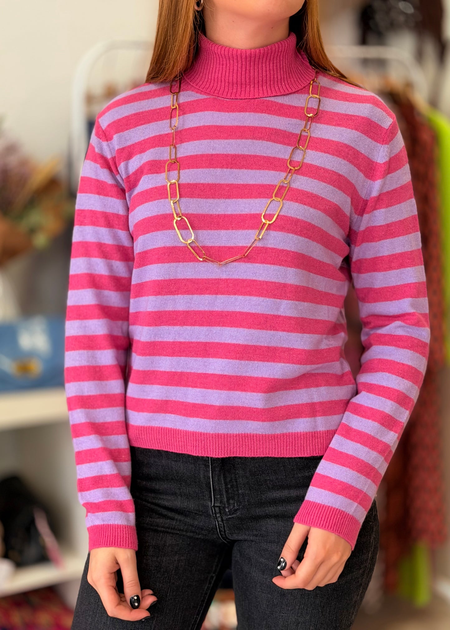Camisola com Gola e Riscas