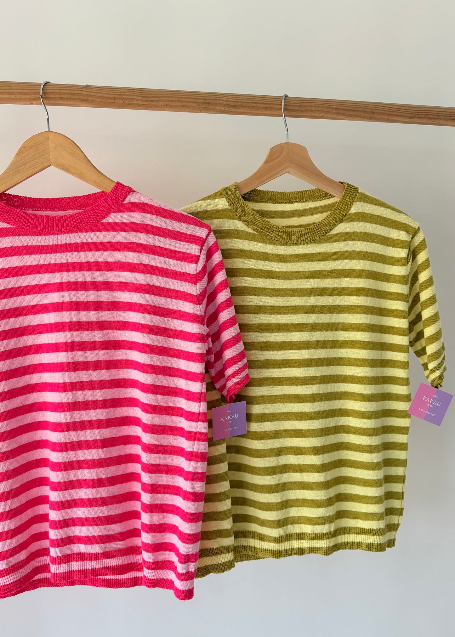 T-shirt em Malha Pistachio e Rosa | Tamanho Único S ao M