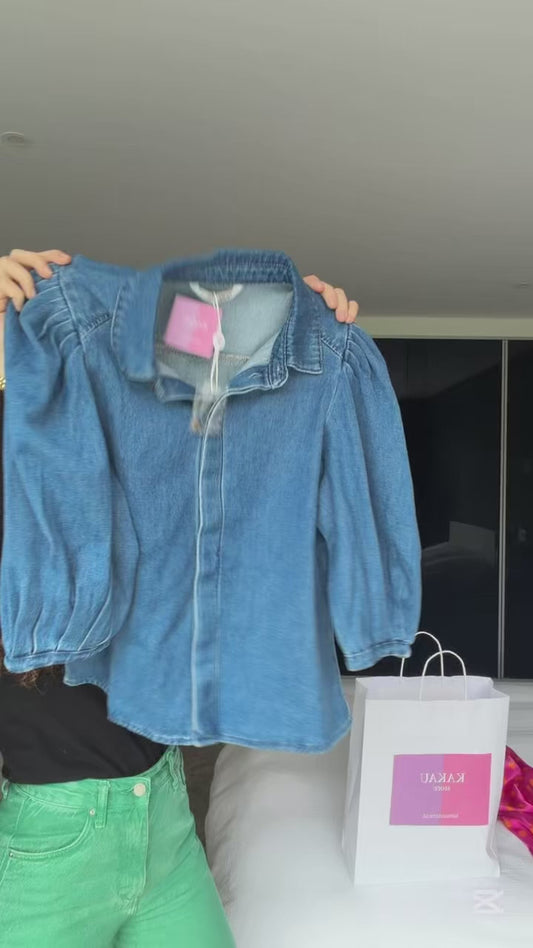 Blusa de Ganga com Manga Balão